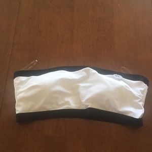 Black and white bandeau bikini top